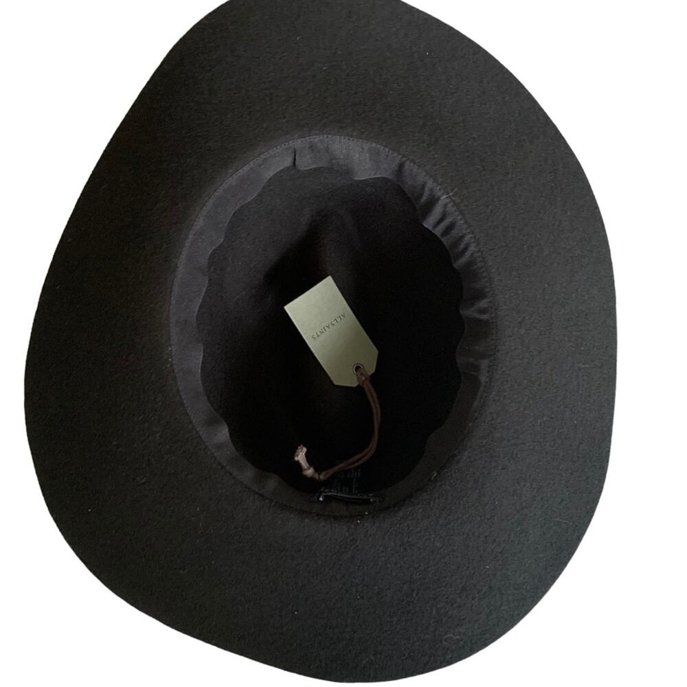 All Saints Black Studded Crown Band Wool Western Texas Hold Em Fedora O/S NWT - Picture 6 of 9